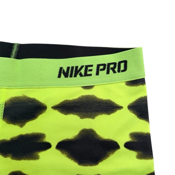 Nike Pro Lime Green and Black Patterned Athletic Shorts Size Small - Picture 2 of 3